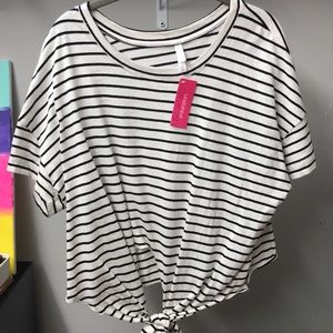 cropped tie striped tee